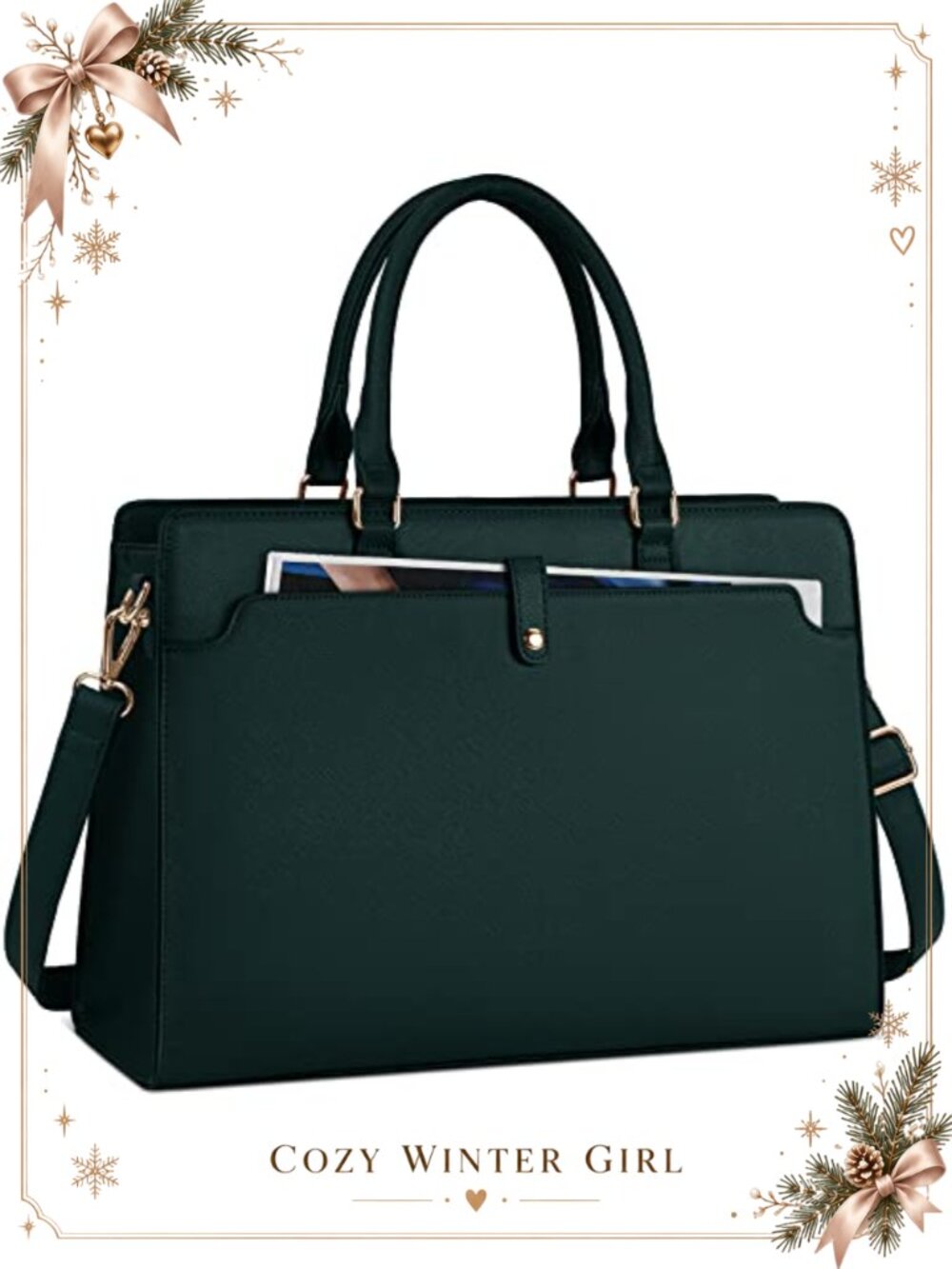 PU Leather Laptop Tote Bag for Women 15.6 inch Waterproof Work Bag Large